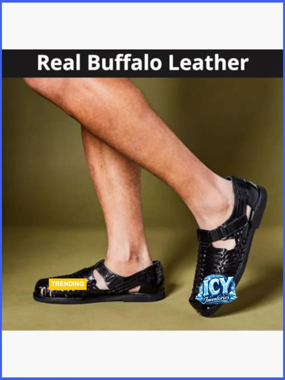 Men's Huarache Sandals Leather Hook & Loop Closure